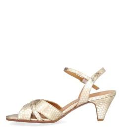 A8643 Højhælede Sko, Gold Snake, 41