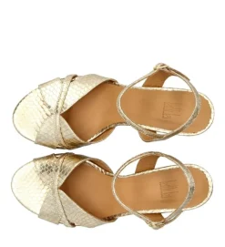 A8643 Højhælede Sko, Gold Snake, 41