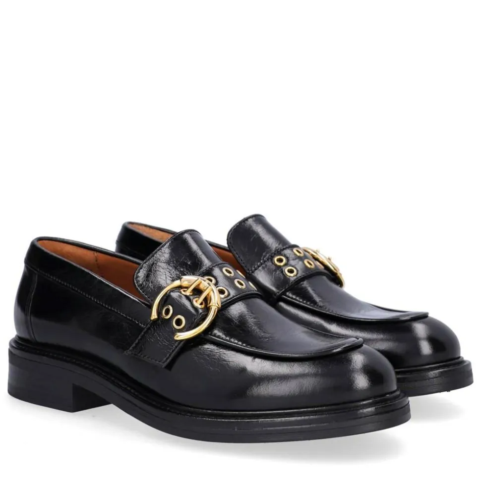 A7032 Loafers, Black Athene Calf/Gold, 40