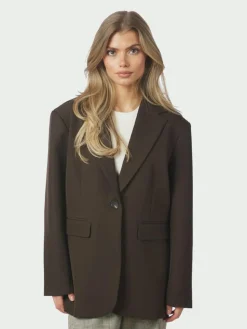 Aarielle Structure Blazer, Dark Brown, 36