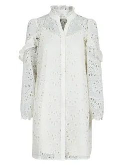 Abby Embroidery Kjole, Ivory, 34