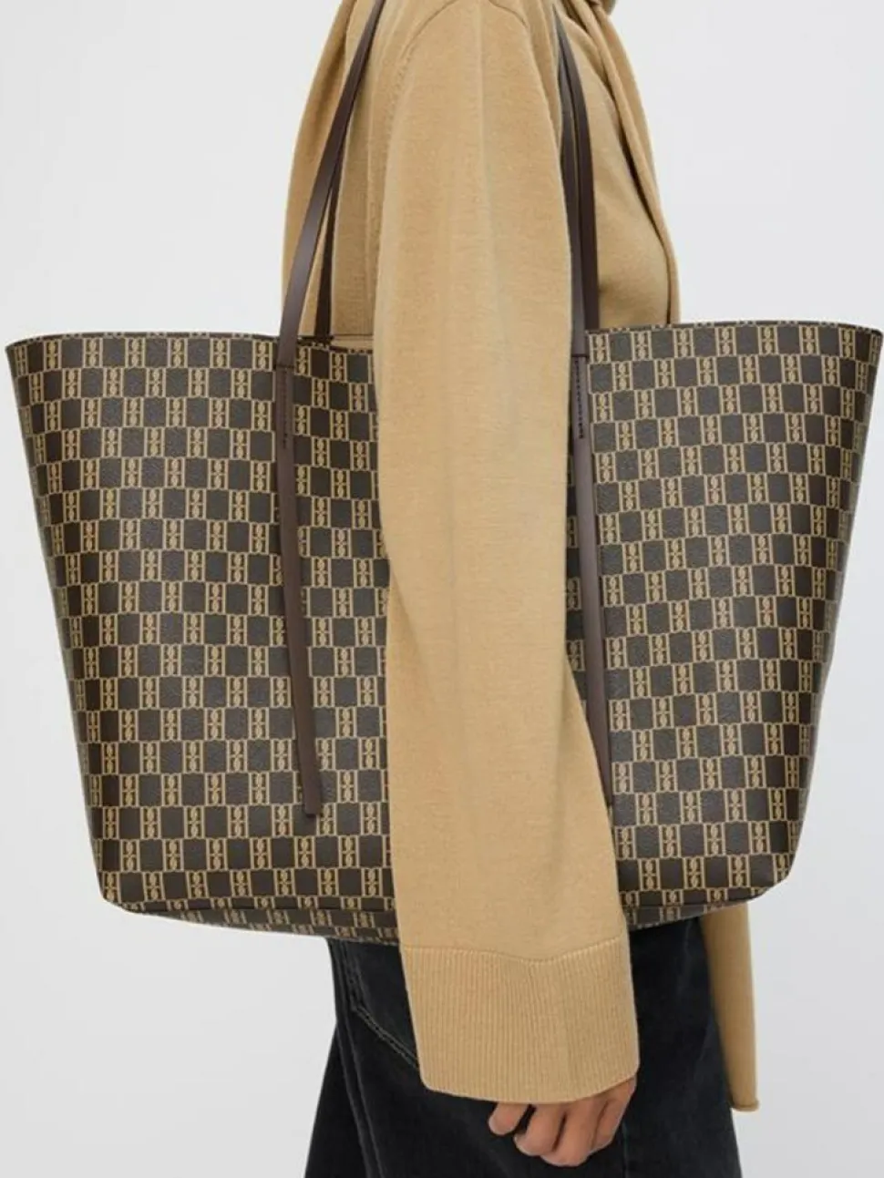 Abi Monogram Tote Bag, Shale