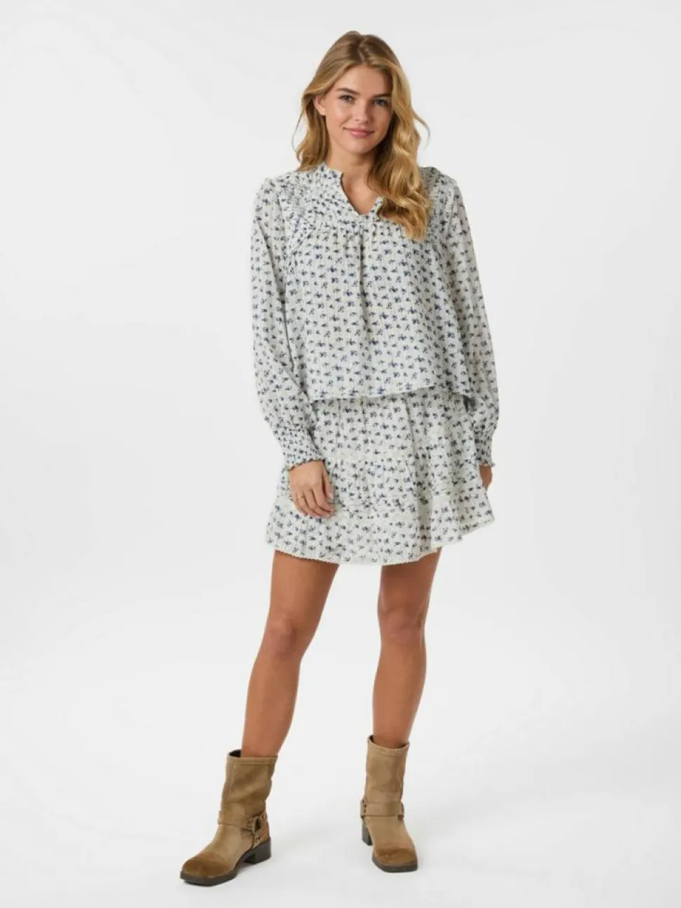 Alett Dot Flower Nederdel, Blue, 38