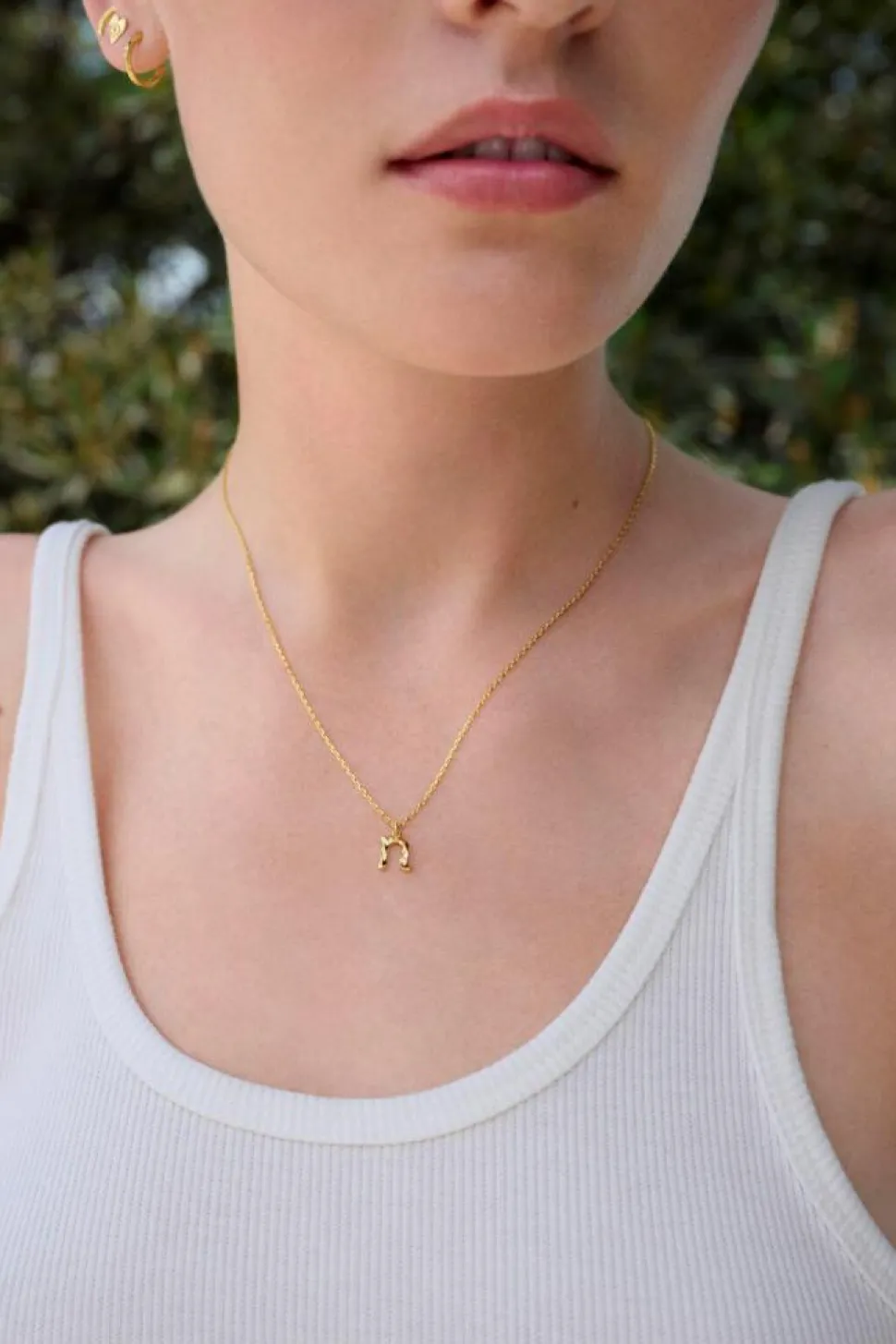 Alfabet Vedhæng, Gold Plated - N