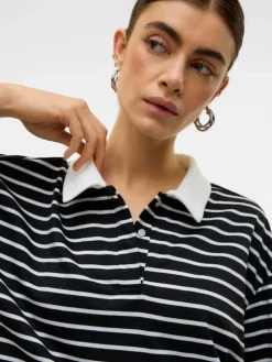 Alma Polo T-shirt, Black/White, M