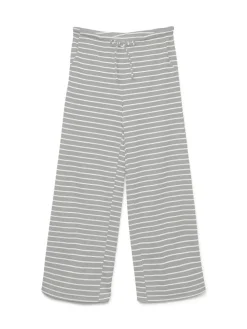 Alma Wide Bukser, Light Grey Melange/White, M