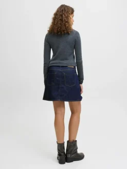 Alora Pleated Nederdel, Dark Blue Denim, M