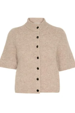 AlphaGZ Kortærmet Cardigan, Warm Sand Melange, XL