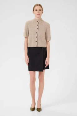 AlphaGZ Kortærmet Cardigan, Warm Sand Melange, XL