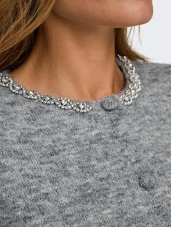 Alva Life Embel Cardigan, Medium Grey Melange, XS