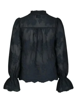 Amara Big Embroidery Bluse, Navy, 40