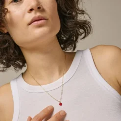 Amore Halskæde, Gold Plated/Red, 45+5 cm