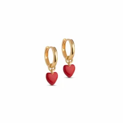 Amore Hoops, 18C Gold Plated/Red