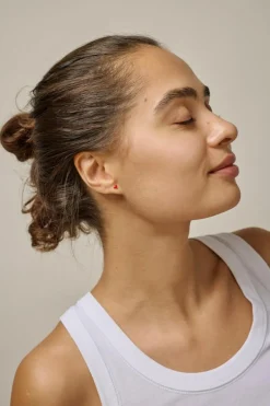 Amore Øreringe, Gold Plated/Red