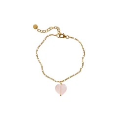 Amour Armbånd, Gold/Rose Quartz, 17-25 cm