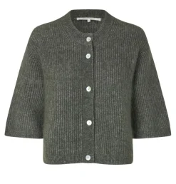 Andrea Knit Rib Cardigan, Beluga, L