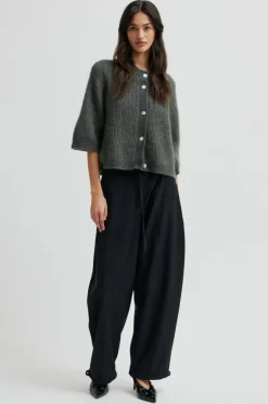 Andrea Knit Rib Cardigan, Beluga, L