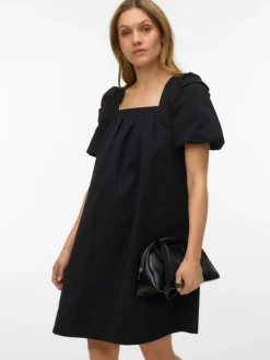 Ann Square Neck Kjole, Black, XL