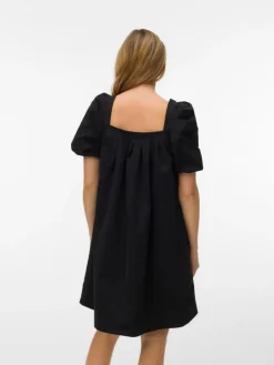 Ann Square Neck Kjole, Black, XL