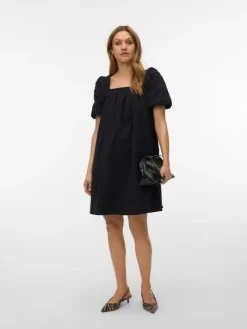 Ann Square Neck Kjole, Black, XL