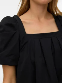 Ann Square Neck Kjole, Black, XL