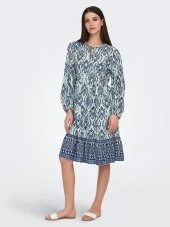 Anna Midi Kjole, Cloud Dancer/Blue, S