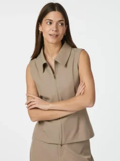 Annabella Structure Vest, Dark Taupe, 42