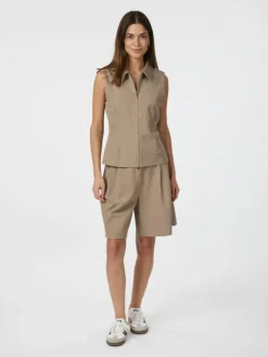 Annabella Structure Vest, Dark Taupe, 42