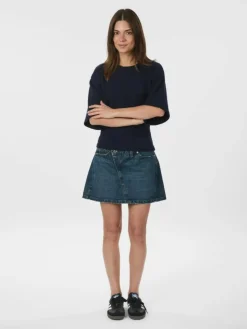 Asha Knit Tee Bluse, Navy, 38