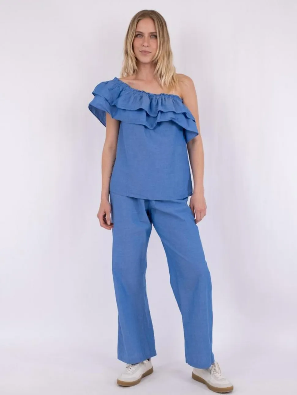 Astra Chambray Bukser, Blå, 36