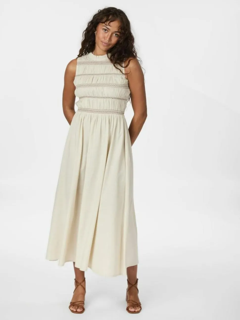 Atika Deco Smock Kjole, Ivory, 36