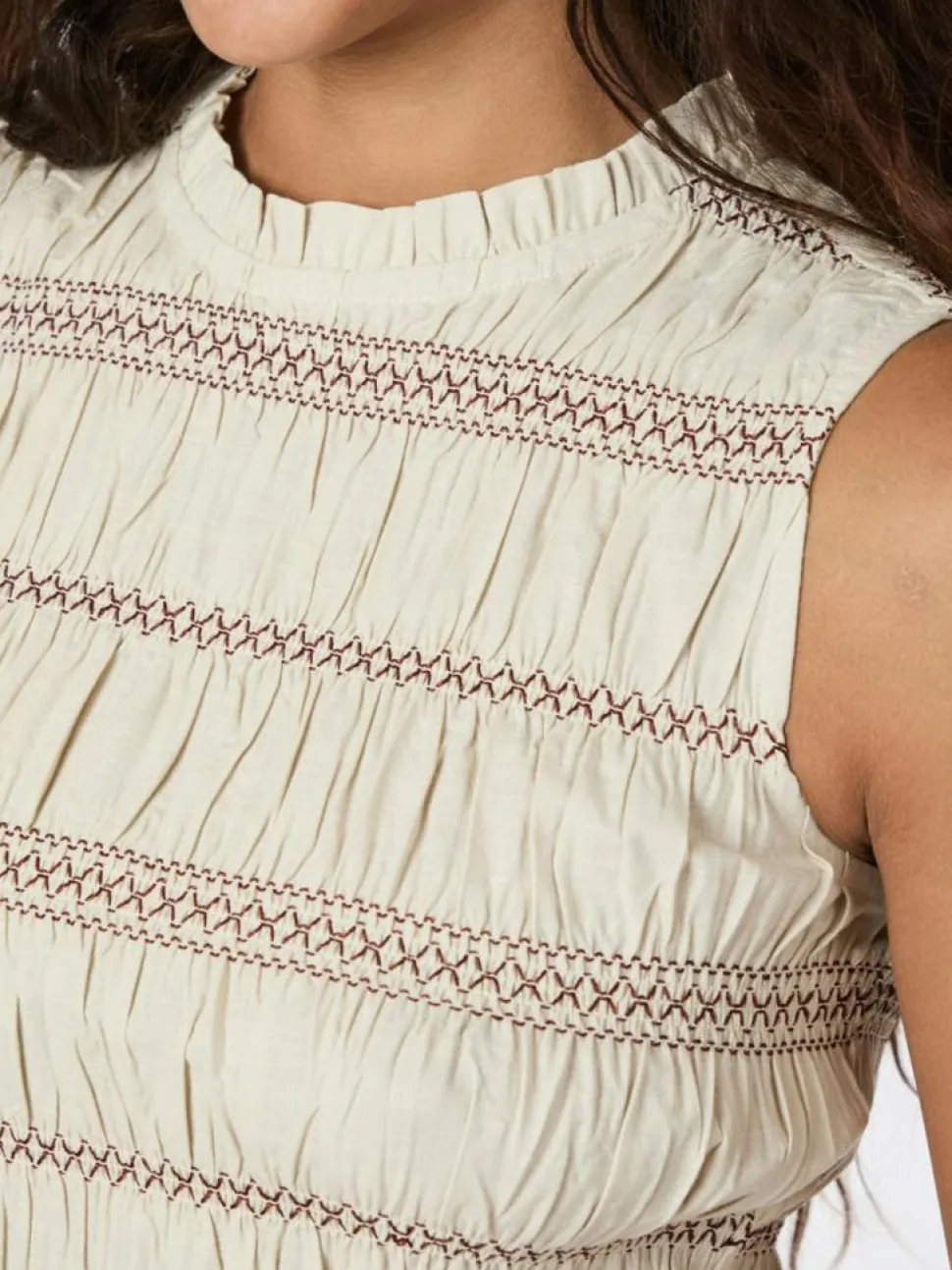 Atika Deco Smock Kjole, Ivory, 36