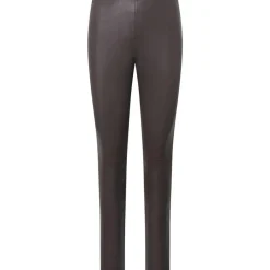 Aya Leather Leggings, Chocolate, 44