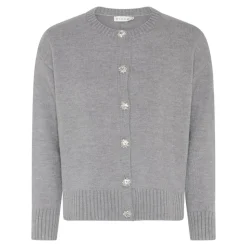 Basic Cosy Detail Knit Cardigan, Light Grey Melange, L