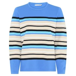 Basic Spring Stripe Striktrøje, Blue/Sand, XL