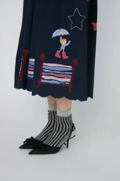 Bead Embellished Midi Kjole, Navy, 38