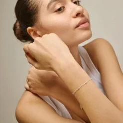 Beaded Chain Armbånd, Silver, 15+4 cm