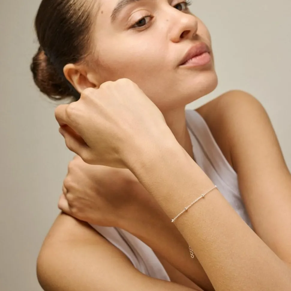 Beaded Chain Armbånd, Silver, 15+4 cm