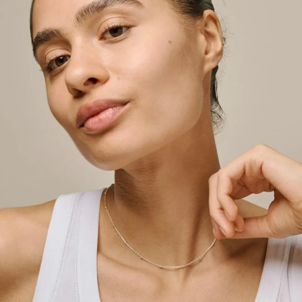 Beaded Chain Halskæde, Silver, 38+2+2 cm