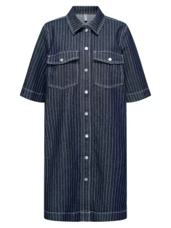 Belle Stripe Kjole, Dark Blue Denim, XS