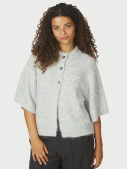 Benuta Fluffy Knit Cardigan, Light Grey Melange, 36