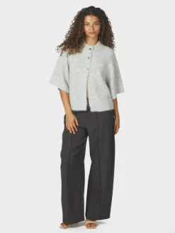 Benuta Fluffy Knit Cardigan, Light Grey Melange, 36