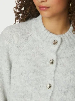 Benuta Fluffy Knit Cardigan, Light Grey Melange, 36