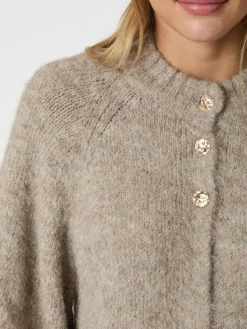 Benuta Fluffy Knit Cardigan, Beige Melange, 38