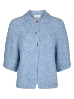 Benuta Fluffy Knit Cardigan, Dusty Blue, 38