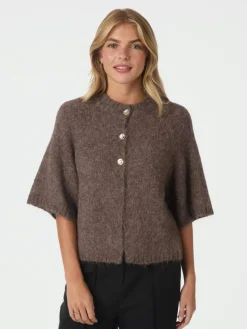 Benuta Fluffy Knit Cardigan, Light Brown, 38