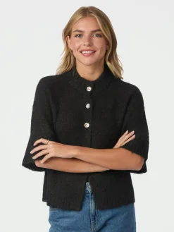 Benuta Fluffy Knit Cardigan, Dark Brown, 38