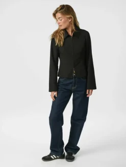 Bertha Structure Bluse, Black, 40