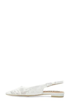 BIABari Pointy Flat Slingback Lace Sko, Off White, 41