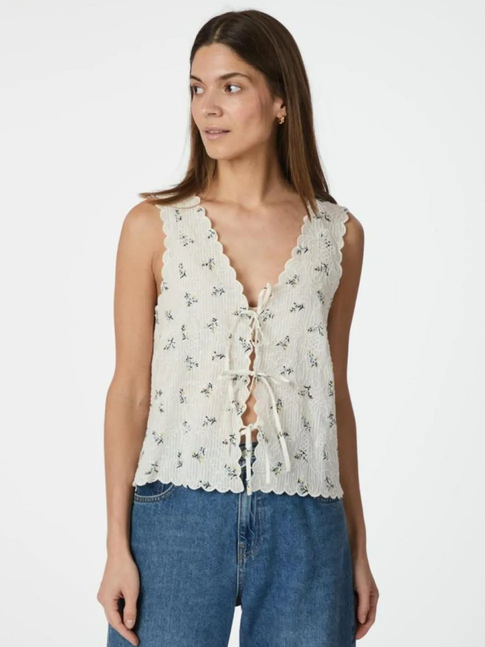 Bibi Embroidery Top, Off White, 34
